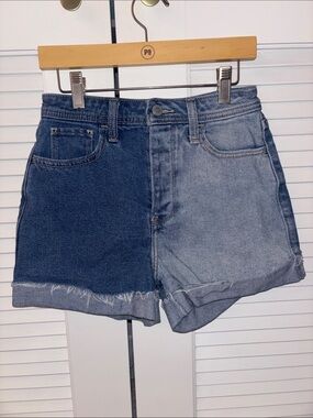 Hollister Two-Tone Blue Denim Shorts Womens